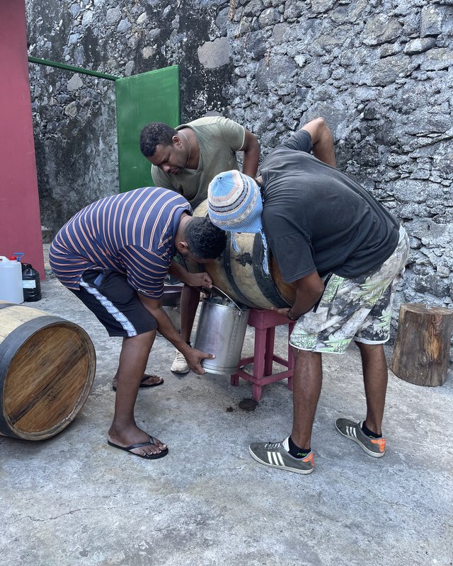Workers at the distillery